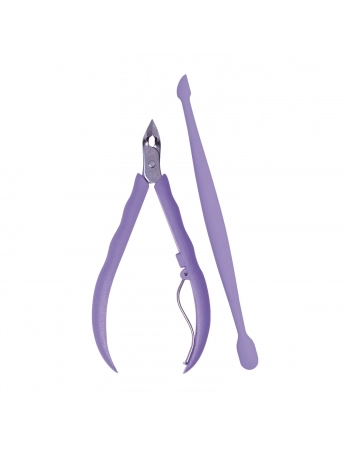 ALICATE CUTÍCULA + ESPÁTULA LILAS SANDY 756 MUNDIAL