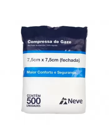 COMPRESSA GAZE HIDRÓFILA 7,5X7,5 13FIOS C/500 NEVE