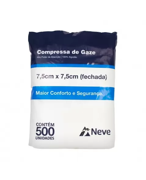 COMPRESSA GAZE HIDRÓFILA 7,5X7,5 9FIOS C/500 NEVE