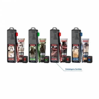 KIT ADULTO VIAGEM ESCOVA DENTAL + GEL DENTAL 50G + FIO DENTAL 20M STAR WARS DENTALCLEAN