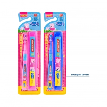 ESCOVA DENTAL INFANTIL COM ESTOJO PEPPA PIG DENTALCLEAN