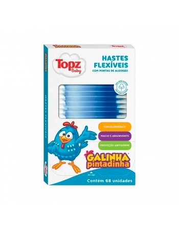 HASTES FLEXÍVEIS GALINHA PINTADINHA C/68 CARTUCHO TOPZ BABY