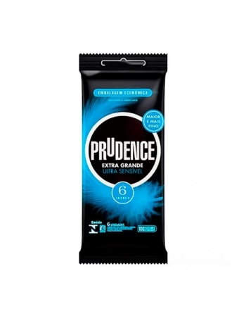 PRESERVATIVO LUBRIFICADO EXTRA GRANDE ULTRA SENSÍVEL C/6 PRUDENCE