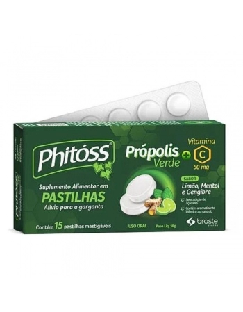 PHITOSS PASTILHA LIMAO+MENTOL C/15 BRASTERAPICA