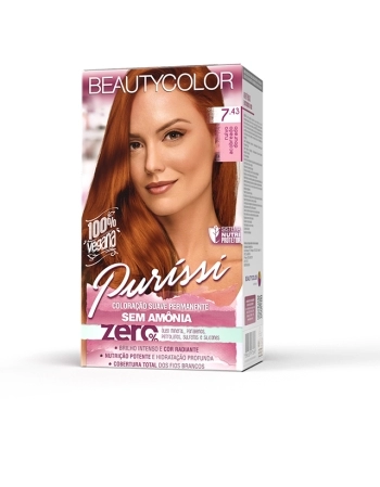 BEAUTYCOLOR PURISSI S/AMONIA 7.43 RUIVO ACOBREADO DOURADO