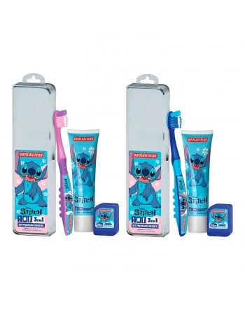 KIT ESTOJO INFANTIL STITCH ESCOVA+GEL 50G+FIO 25M