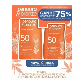 KIT PROMOCIONAL PROTETOR SOLAR CORPORAL FPS50 200ML + PROTETOR CORPOTAL FPS50 110ML CENOURA E BRONZE COTY