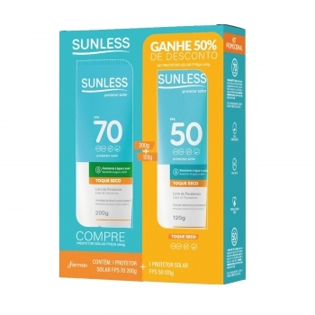KIT PROMOCIONAL PROTETOR SOLAR CORPORAL FPS70 200G+PROTETOR SOLAR CORPORAL FPS50 120G SUNLESS