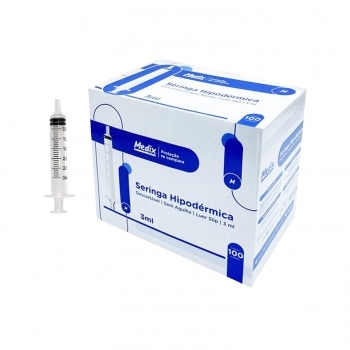 SERINGA HIPODÉRMICA DESCARTÁVEL SEM AGULHA 3ML LUER SLIP MEDIX