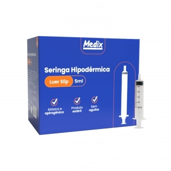 SERINGA HIPODÉRMICA DESCARTÁVEL SEM AGULHA 5ML LUER SLIP MEDIX