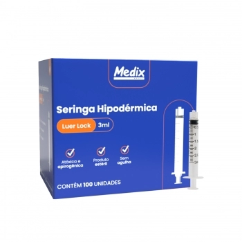 SERINGA HIPODÉRMICA DESCARTÁVEL SEM AGULHA 3ML LUER LOCK MEDIX