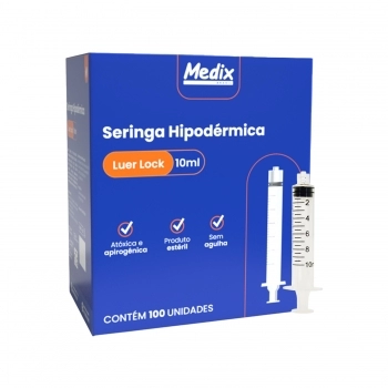 SERINGA HIPODÉRMICA DESCARTÁVEL SEM AGULHA 10ML LUER LOCK MEDIX