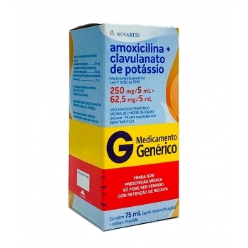 AMOXICILINA 250MG + CLAVULANATO POTÁSSIO 62,5MG 75ML RET* NOVARTIS