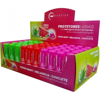 PROTETOR LABIAL MISTO C/50 MELANCIA+CHICLETE EVELIZE