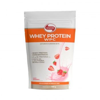 WHEY PROTEIN WPC POUCH MORANGO 900G VITAFOR