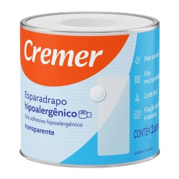 ESPARADRAPO HIPOALERGÊNICO TRANSPARENTE 2.5CMX4.5 CREMER