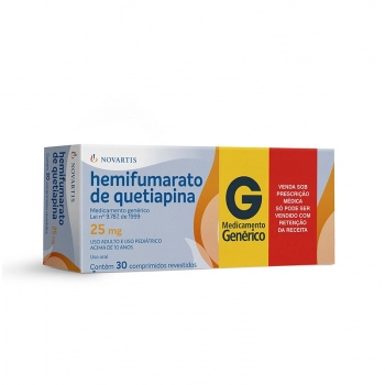 HEMIFUMARATO QUETIAPINA 25MG 30COM C1* NOVARTIS