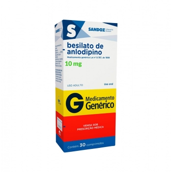 ANLODIPINO BESILATO 10MG 30COM SANDOZ | RIOMED DISTRIBUIÇÃO