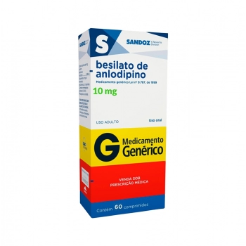ANLODIPINO BESILATO 10MG 60COM SANDOZ | RIOMED DISTRIBUIÇÃO