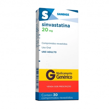 SINVASTATINA 20MG 30COMP SANDOZ GENERICO